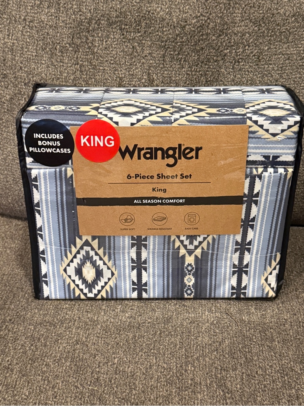 Wrangler King 6-Piece Sheet Set - Blue Geometric